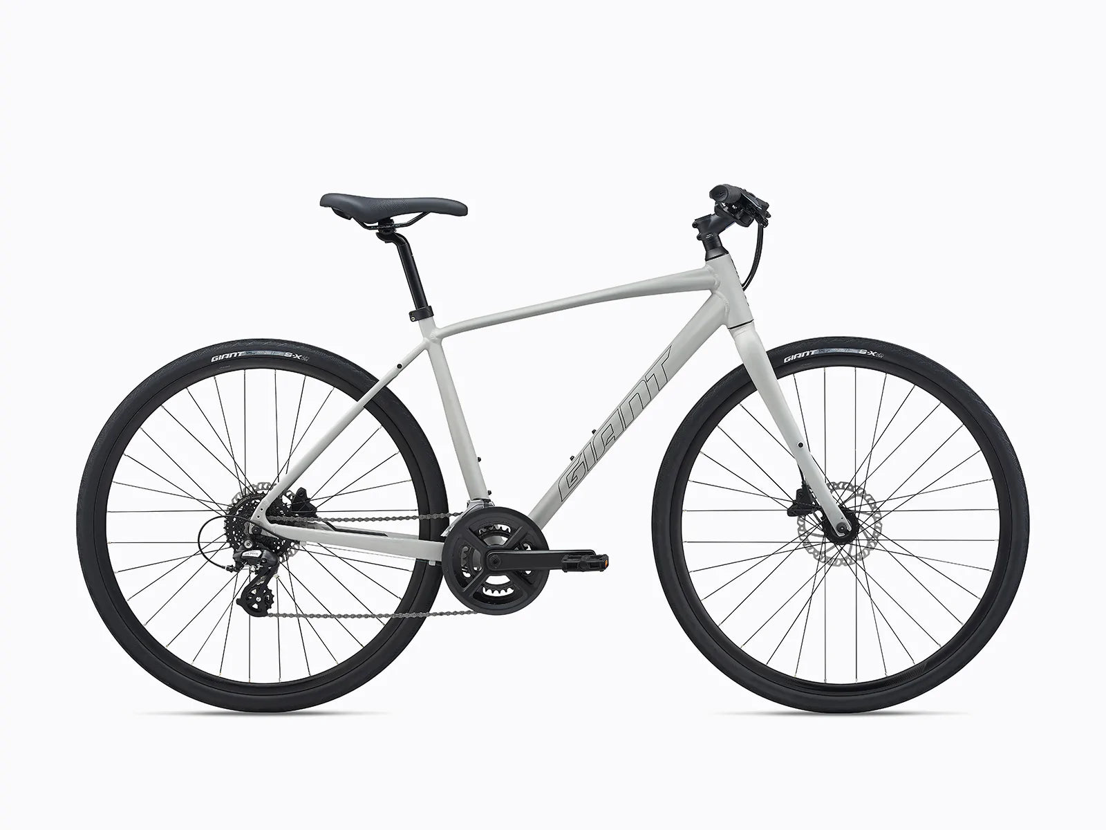 image features a Giant Cross City 2 Disc, a city bike designed for cyclist's commute to work or school